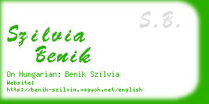 szilvia benik business card